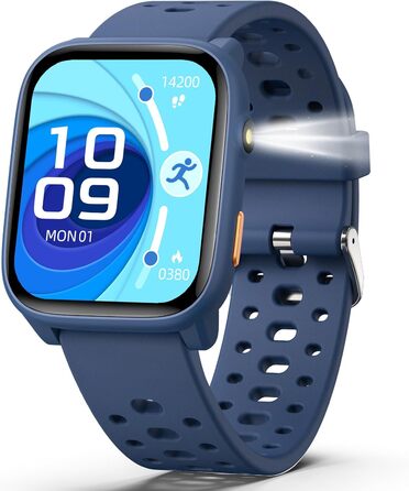 Дитячий розумний годинник Smartwatch Kinder з фітнес-трекером: пульсометр, крокомір, моніторинг сну, водонепроникність IP68, ігри, 1.85' HD-екран для дівчаток та хлопчиків 6-16 (блакитний)