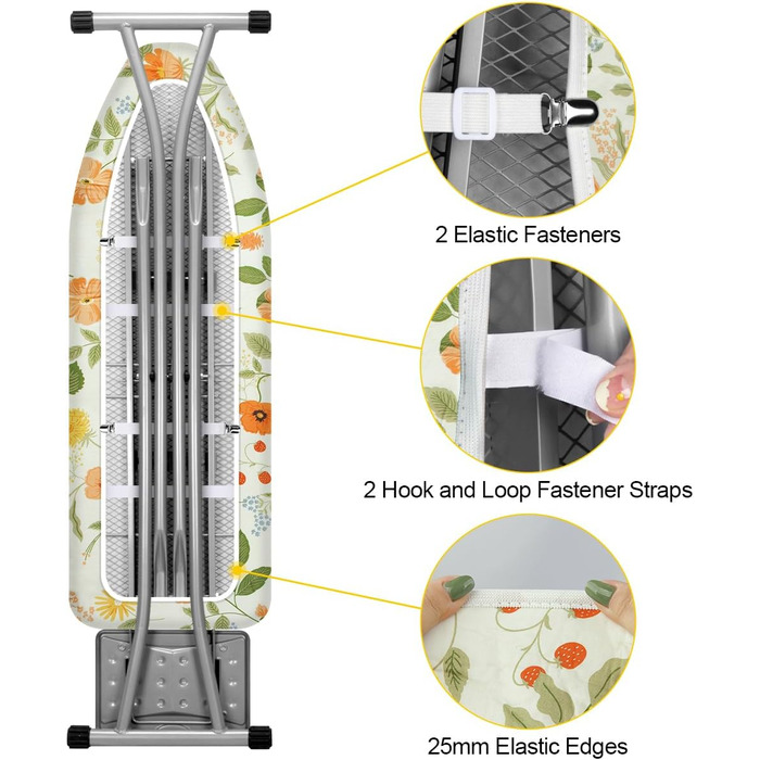 Покриття для прасувальної дошки Philorn 120x40 см для парогенератора, з тепловим відбиттям та функцією швидкої прасування, з сіткою та гумкою, підходить для прасувальних дошок 38-45 см x 130-140 см (світло-зелений)