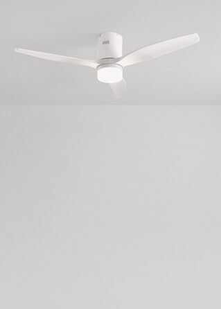 Вентилятор стельовий Windcalm Natural Wood з пультом, Ø132 см, 40W, 6 швидкостей, літній/зимовий режим, білий, з підсвіткою
