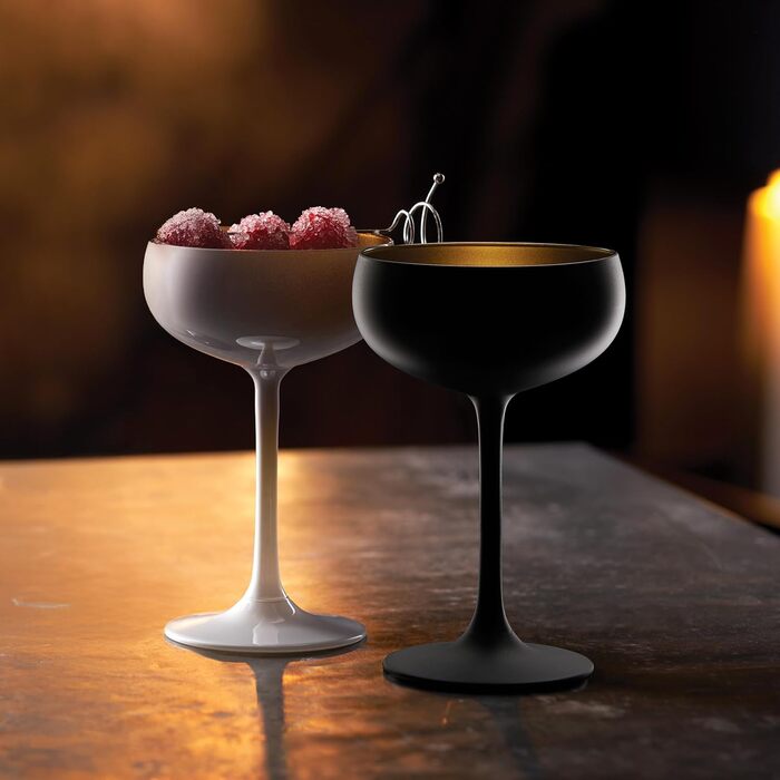 Набір келихів для шампанського Stölzle Lausitz Elements, 6 шт., 230 мл, чорний/бронзовий – елегантні келихи з кришталевого скла без свинцю, придатні для миття в посудомийній машині та ударостійкі