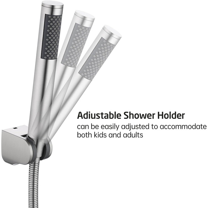 KES Handheld Shower Head Shower Head Bathroom SUS304 Shower Head with Shower Head Holder and Shower Hose Stainless Steel Brushed, LP150-BS