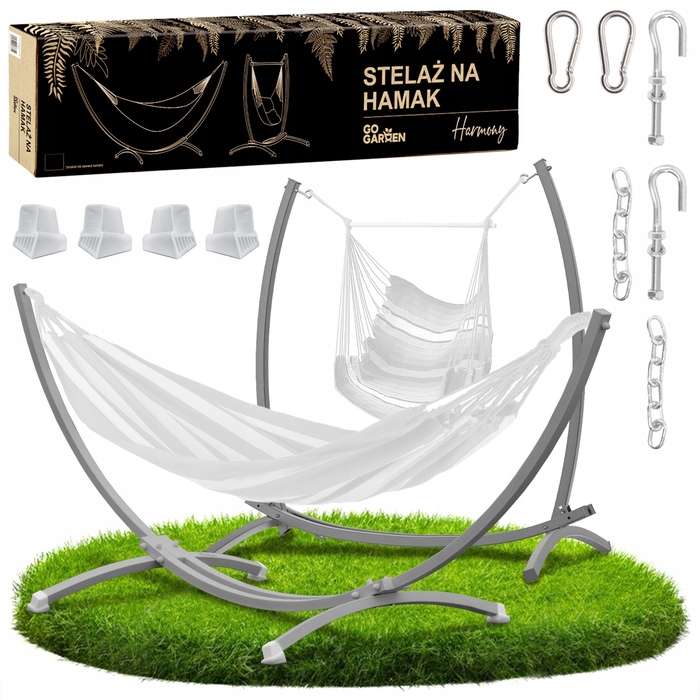 Стійка для гамака Go Garden 2в1, сіра, макс. навантаження 250 кг