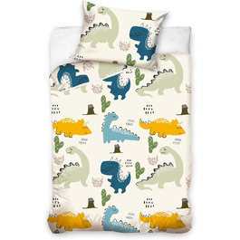 Комплект постільної білизни для ліжечка Kinderbettwäsche з динозаврами 100x135/40x60, 100% бавовна, для хлопчиків, прання при 60°C