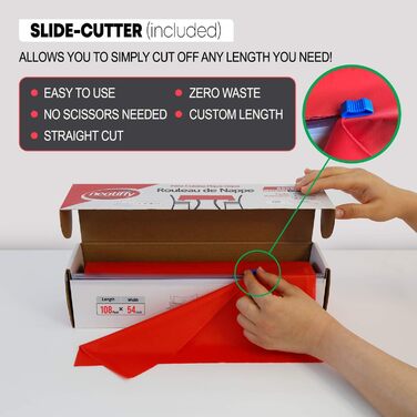 Neatiffy 137 cm x 30 m Disposable Plastic Tablecloth, for Party/Banquet, Tablecloths for Rectangular/Round/Square Tables, Equivalent to 12 Picnic Packs (red)