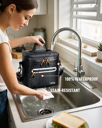 Lekesky 12/20L Ізольована Холодильна Сумка – Переносна Сумка для Пікніків, Походів, Пляжу, Барбекю, Чорна 12/20L