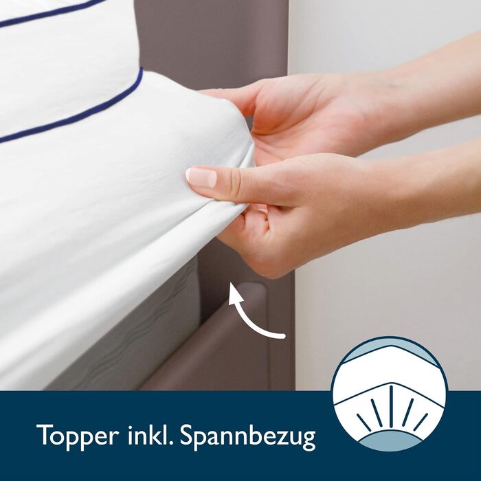 Beautissu Mattress Topper 100x200 cm with Integrated Fitted Sheet - Topper 100x200 cm for Box Springs & Mattresses up to 40 cm Height - 3 cm Mattress Pad, Non-Slip Mattress Protector - BeauNuit MT Base