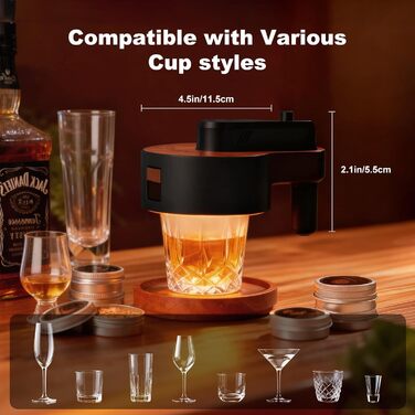 Набір для копчення віскі зі вбудованим запальничкою, 6 видів тирси, 2 склянки, 2 форми для льоду, набір для димчастого коктейлю, подарунок на Різдво та день народження для чоловіків, батька, чоловіка (БЕЗ бутану) (коричневий)