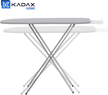 Прасувальна дошка KADAX з полицею, 104x30 см, з підставкою для праски, компактна станція для прасування з підкладкою з піни (Сірий)