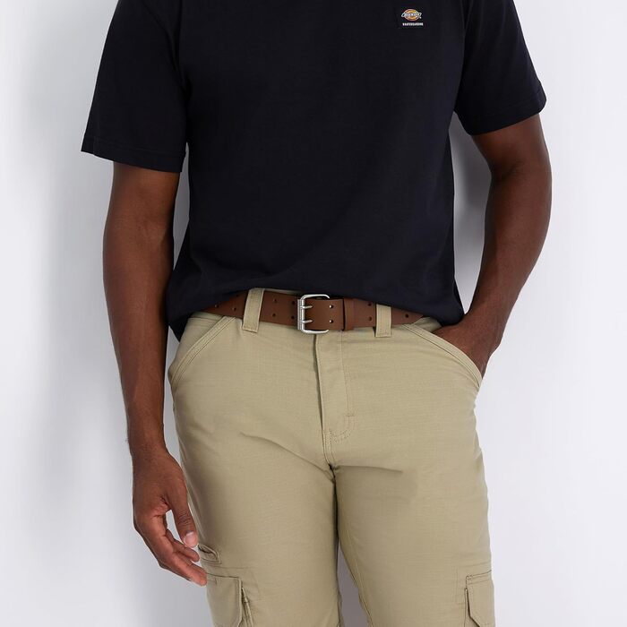 Чоловічий шкіряний ремінь Dickies з подвійною застібкою, колір світло-коричневий