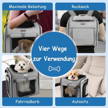 Корзина для собак на велосипед, розширювана, складна, з 4 дверцятами та сітковими вікнами, сумка-рюкзак для тварин, для котів та собак середніх розмірів
