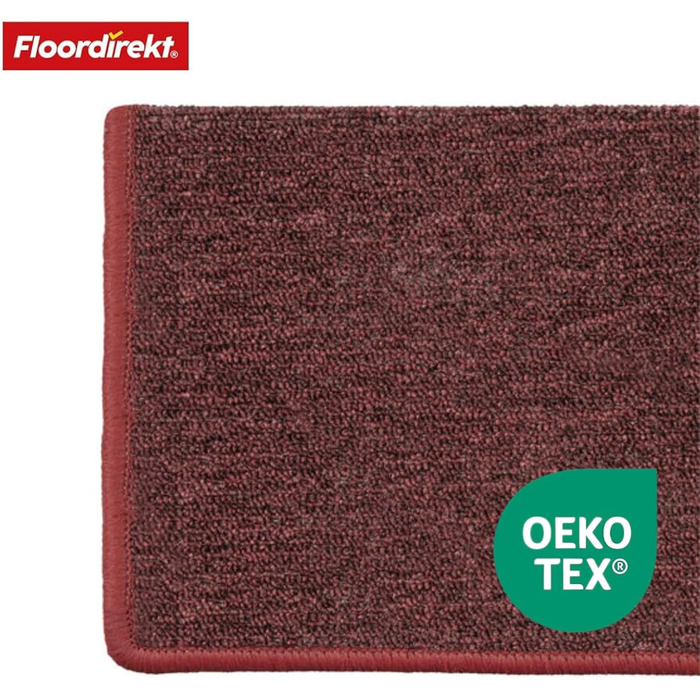 Килимок для сходів Floordirekt 15 шт., 65x23 см, напівкруглий/прямокутний, бордовий (самоклеючий)