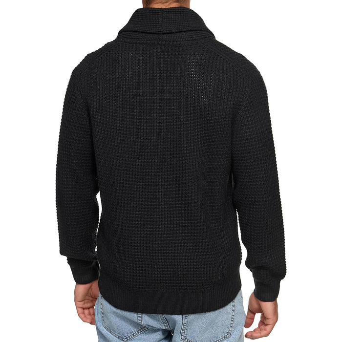 Кардиган чоловічий Indicode INBrandox з коміром-шарфом та ґудзиками | Дріб'язковий кардиган для чоловіків (XL, Чорний)