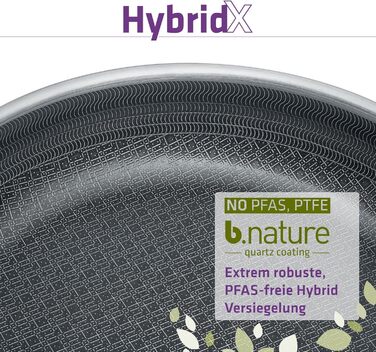 Сковорода Berndes HybridX 28 см індукційна з антипригарним покриттям b.nature Quartz - нержавіюча сталь, швидке нагрівання, без PFAS