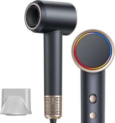 Іонський фен Föhn 200 мільйонів іонів, швидкий сушар для волосся 110 000 об/хв, компактний фен для подорожей, дому, салону. 3 температурні режими та 2 швидкості, концентрат. Сірий колір