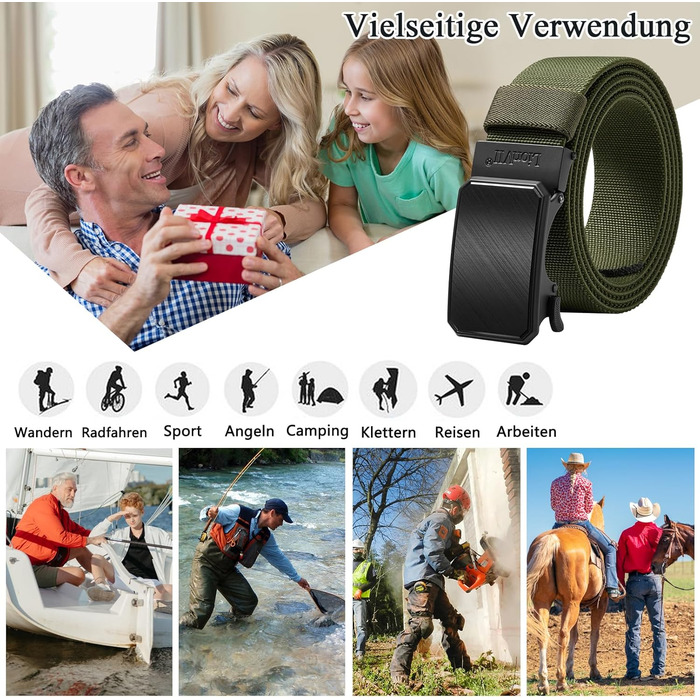 Еластичний тактичний пояс LionVII з автоматичною пряжкою, робочий пояс для чоловіків, обхват талії 75-125 см (28-49 дюймів), колір зелений