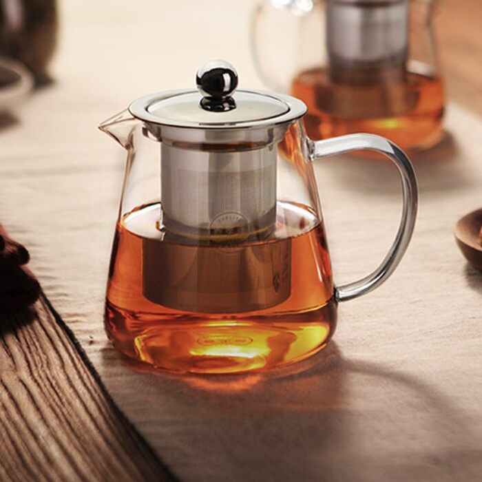 Скляний чайник з ситом із нержавіючої сталі для заварювання чаю, 750 мл
