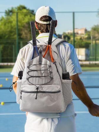 G4Free Tennis Bag Backpack - Large Capacity Sports Bag with Shoe Compartment for Men & Women (Ivory)