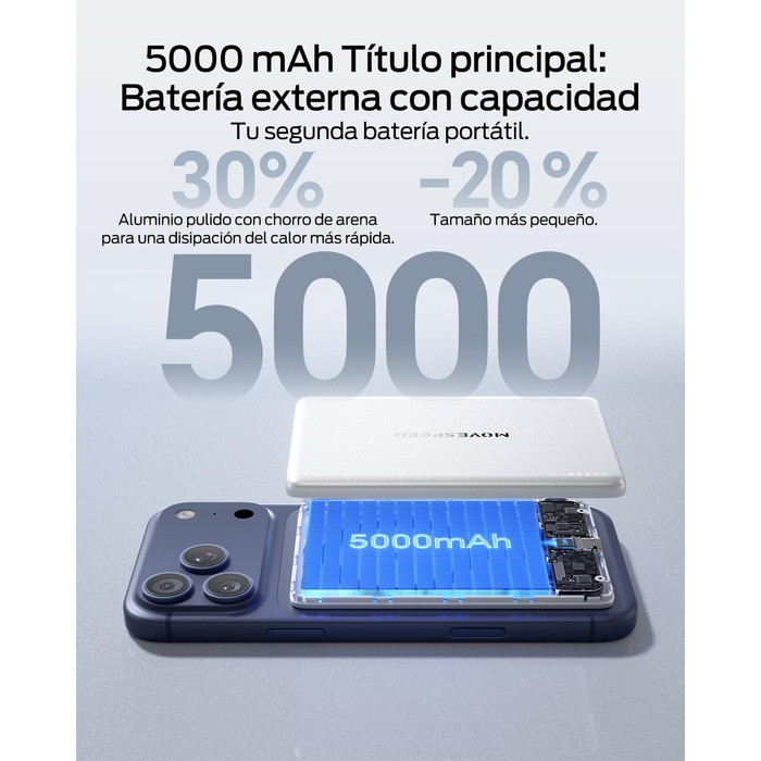 Power Bank Magsafe 5000mAh Slim (Білий перламутр) - Бездротовий магнітний акумулятор для iPhone та Samsung