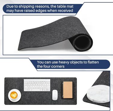 Килимок для миші та клавіатури Panelee 80x30 см, повстяний, антиковзкий, сірий. Захисний килимок для столу в офіс/дім