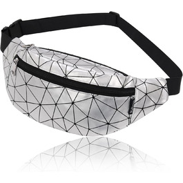 Жіноча поясна сумка-рюкзак: водонепроникна, з PU шкіри, для спорту, бігу, подорожей (срібна)