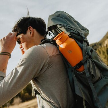 BOTTLE BOTTLE Insulated Water Bottle with Straw, Sport Stainless Steel Water Bottle with Grip Lid, Outdoor Sports Bottle for Pills, 1l (White) (Orange)