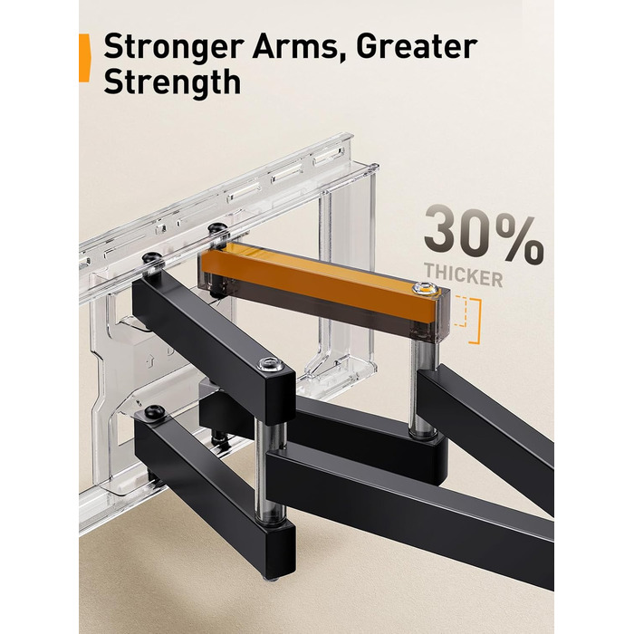 Кріплення для телевізора Perlegear PGLF8: 42-90 дюймів, до 68 кг, подвійні шарніри, регулювання, нівелювання, VESA 600x400 мм