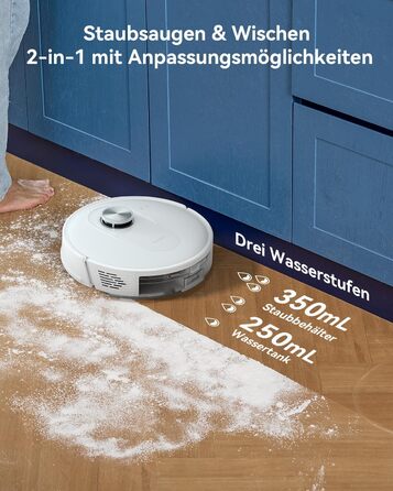 Робот-пилосос Proscenic Q20Plus з функцією миття, 10000Pa, 200 хвилин роботи, бездротова станція, 3-в-1 для прибирання шерсті тварин, килимів та твердих підлог (білий)