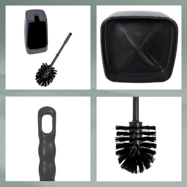 Набір для чищення унітазу Levin, щітка з контейнером, 38 см, темно-сірий