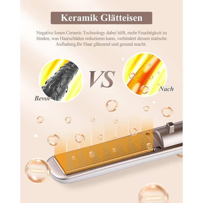 CkeyiN Бездротовий випрямляч для волосся, 2-в-1 випрямляч та завивка, міні-подорожний, керамічний, USB, білий