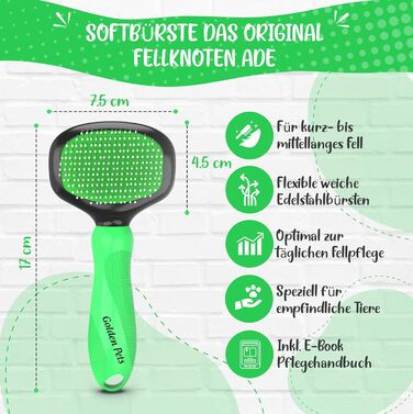 М'яка щітка для котів та собак, преміум-якість, з захисними нопочками, розмір M (S)