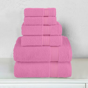 Набір рушників Elegant Comfort Premium Cotton з турецької бавовни, 6 предметів (2 рушники для обличчя, 2 рушники для рук, 2 банні рушники), світло-рожевий