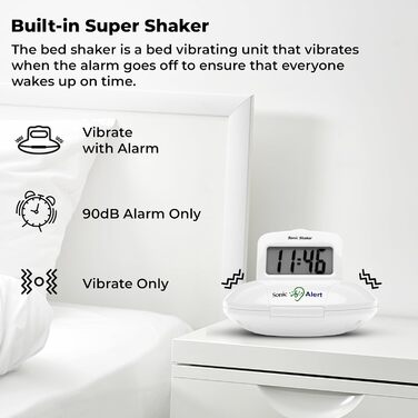 Geemarc SBP100 Portable Travel Alarm Clock with Extra Loud Alarm 70 dB + Vibration + Carrying Case
