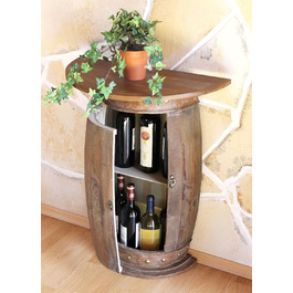 DanDiBo Half-Round Console Table with Wine Rack, Wine Barrel, 0373-R Brown, Wooden Barrel Cabinet, 73 cm Side Table, Console Table, Wall Console, Bar