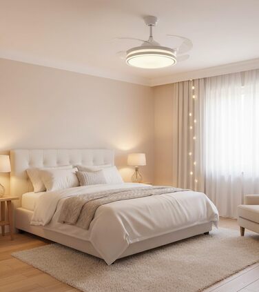 Вентилятор стельовий Bel Air Asgard 108 см з LED підсвіткою, дистанційним керуванням та зимовим режимом (білий)