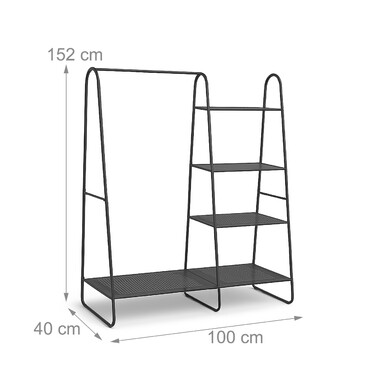 Relaxdays 5-Tier Clothes Rack in Black