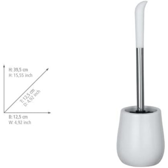 Набір для туалету WENKO Sydney Matt з м'якою обробкою Soft-Touch: тримач для щітки, кераміка, 12.5 x 12.5 x 39.5 см