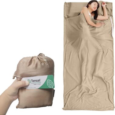 Cozysilk Tencel Lyocell Sleeping Bag Liner with Zipper – 100% Austrian Lenzing AG Tencel – soft, silky, smooth sleeping bag for adults – travel towel for hotel/backpacking travel, includes a pure silk sleep mask.
