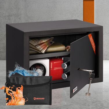 Сейф для бізнесу Brihard Business XL Tresor з ключовим замком, 50x35x36 см, сірий Titan, сімейна версія (25x35x25 см)