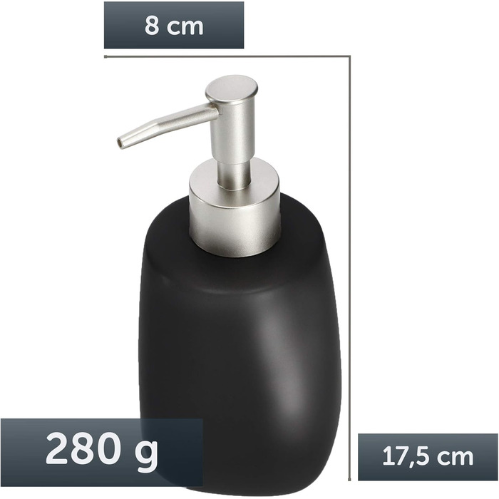 Дозатор мила KADAX з помпою, керамічний дозатор для мила, мийна станція для кухні та ванної кімнати (Чорний)