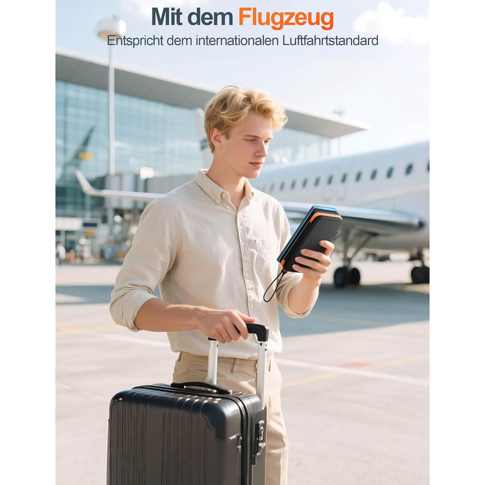 Сонячний павербанк 26800mAh elzle з 2 USB-A виходами та 1 USB-C входом, водонепроникний зовнішній акумулятор з 4 сонячними панелями та ліхтариком для смартфонів, планшетів, кемпінгу (Помаранчевий)