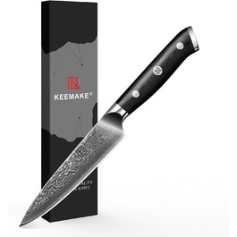 KEEMAKE Кухонний ніж кухарський 20 см з дамаської сталі 67 шарів, з ручкою G10, ідеальний подарунок на День батька (універсальний ніж 12,7 см)
