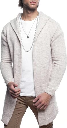 Чоловічий кардиган Carisma з капюшоном, великий розмір XL, бежевий • Зручний кардиган для чоловіків з кишенями