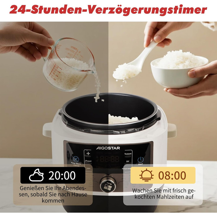 Мультиварка Aigostar Panda 5.5л, 7-в-1, 14 програм, LED-дисплей, 1000W, антипригарне покриття