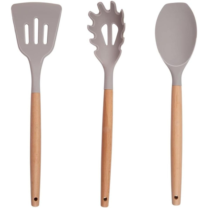 Набір кухонних аксесуарів Alpina Küchenhelfer 7 шт. з обертовим підставкою - кухонні інструменти, силікон, бежевий