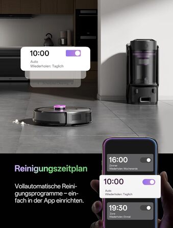 Робот-пилосос Vexilar з функцією миття підлоги, 8000Pa, LiDAR-навігація, 150 хв роботи, 15 зон заборони, керування через додаток, для шерсті тварин та килимів (W15)