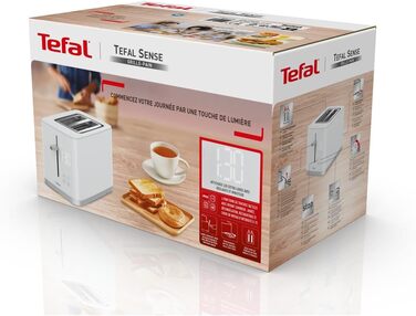 Tefal TT6931 Sense Toaster | 7 Browning Levels | Digital Display | Countdown Timer | Reheat/Defrost | Crumb Tray | Stop Button | White Single