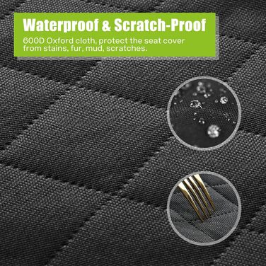 Автокрісло для собак Pecute, 43x43x30 см, чорне. Водонепроникне, стійке до подряпин, з підсиленими боковинами та кишенями. Для собак середніх та маленьких порід.