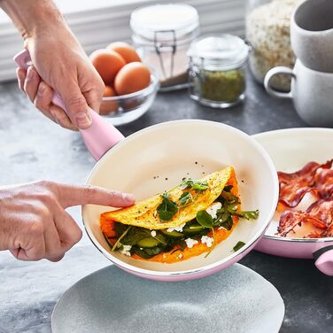 Набір сковорідок GreenPan Rio, рожевий (3 шт.), діаметр 17.8, 24.1, 27.9 см, антипригарне покриття Ceramic, без PFAS, для плити та духовки