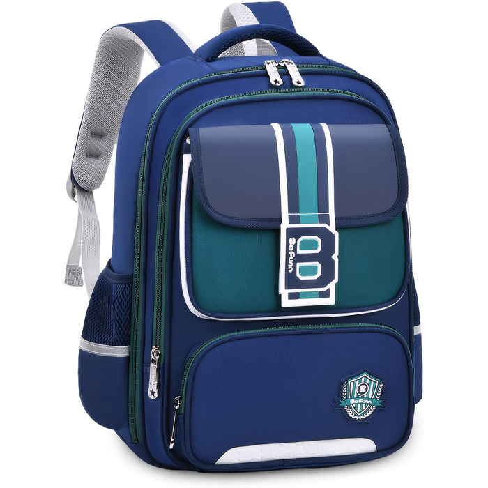 Шкільний рюкзак для хлопчика IvyH, 2-5 клас, 20 літрів, ергономічний, водонепроникний, для початкової школи, 8-12 років (темно-синій, зелений)