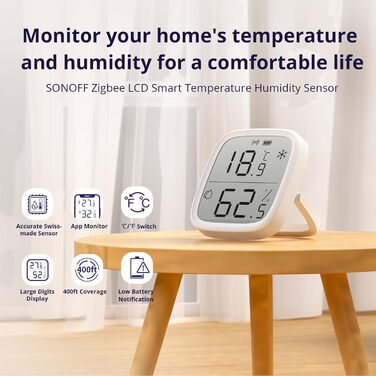 SONOFF Zigbee Temperature and Humidity Sensor, SNZB-02D, 2 Pack. Zigbee LCD Smart Thermometer Hygrometer Sensor. Zigbee Hub Required. Compatible with Alexa/Google Home/Home Assistant
